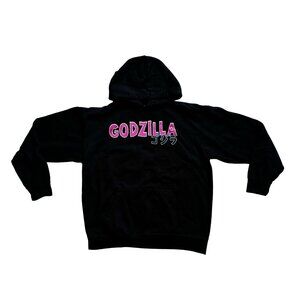 Official Toho Godzilla Hoodie Youth Large Black Neon City Kanji Back Print